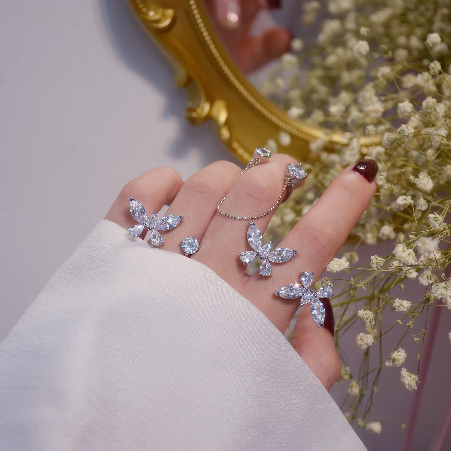 Diamond Butterfly Rings