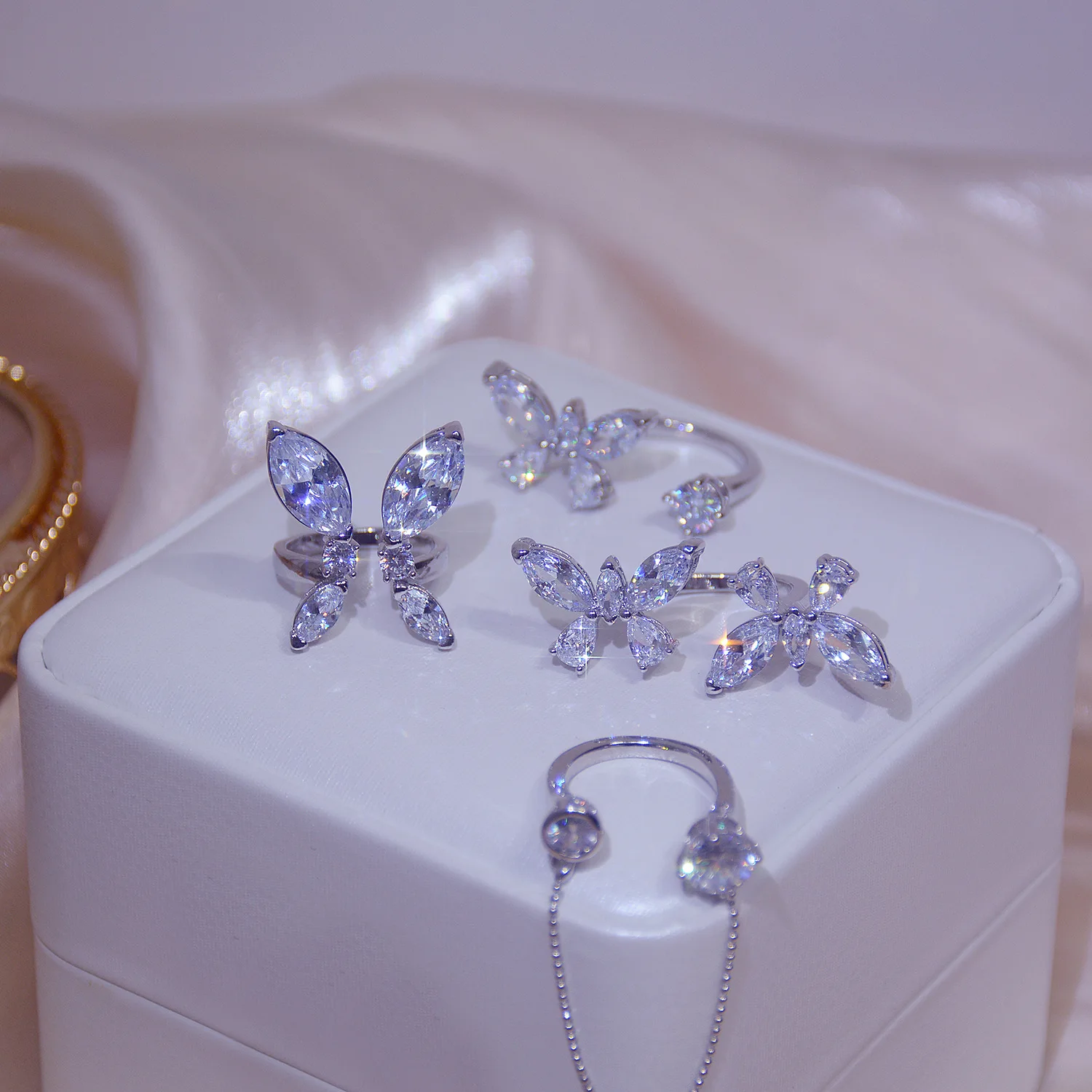 Diamond Butterfly Rings