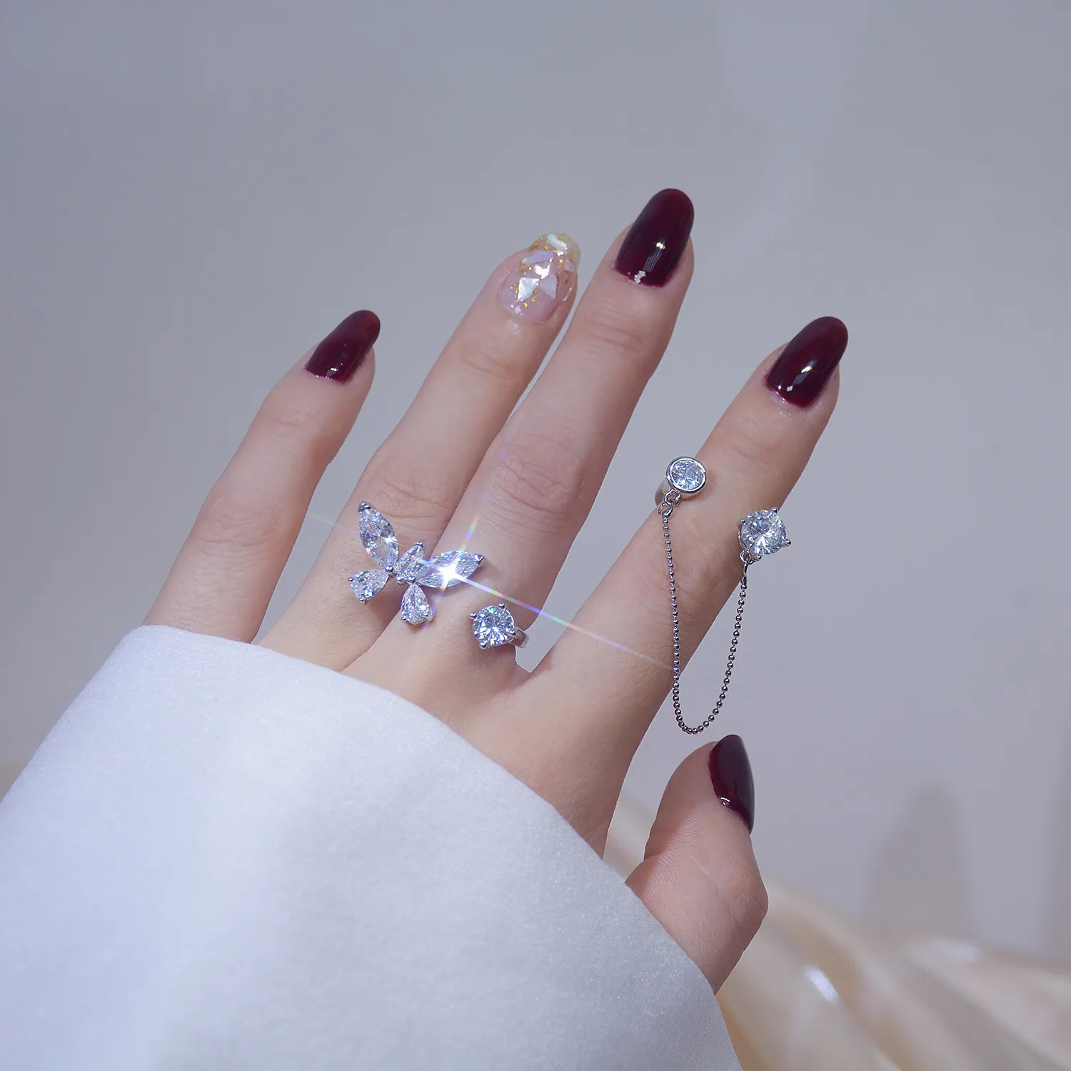 Diamond Butterfly Rings