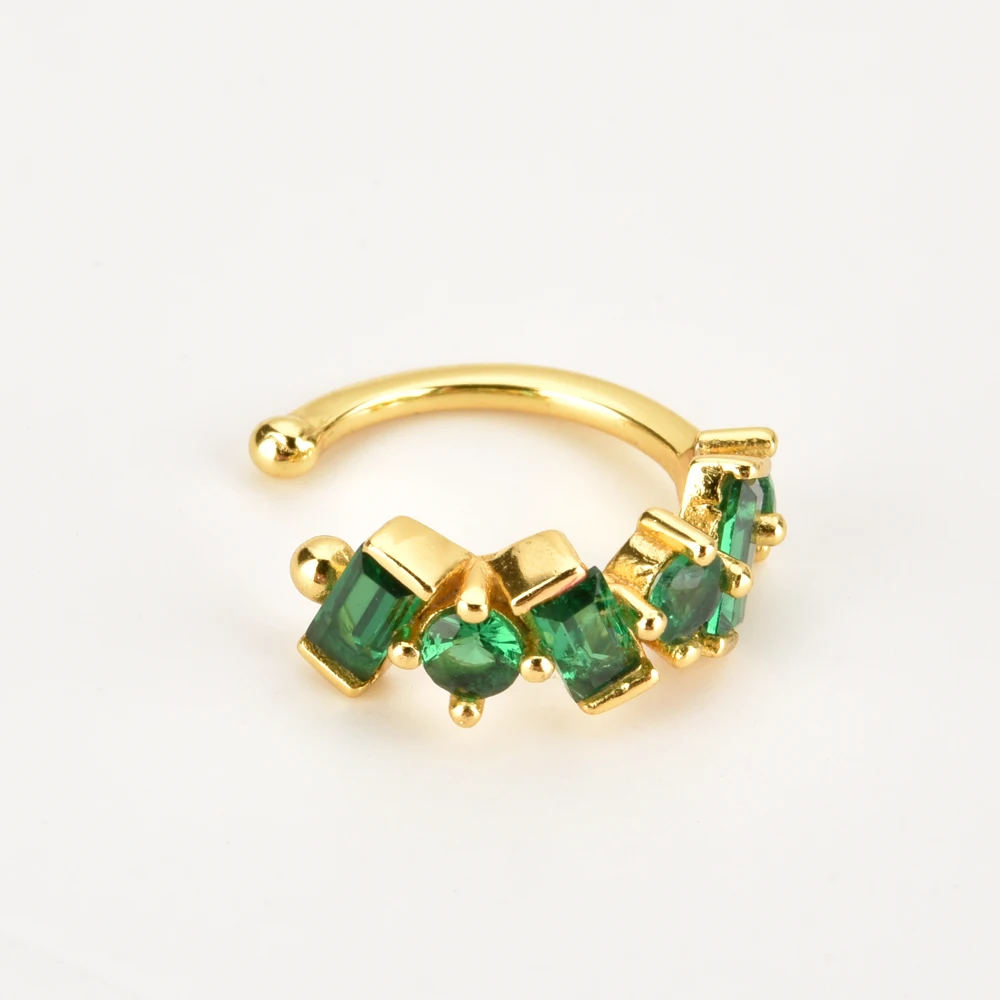 Dainty Baguette & Round CZ Conch Ear Cuff Earrings