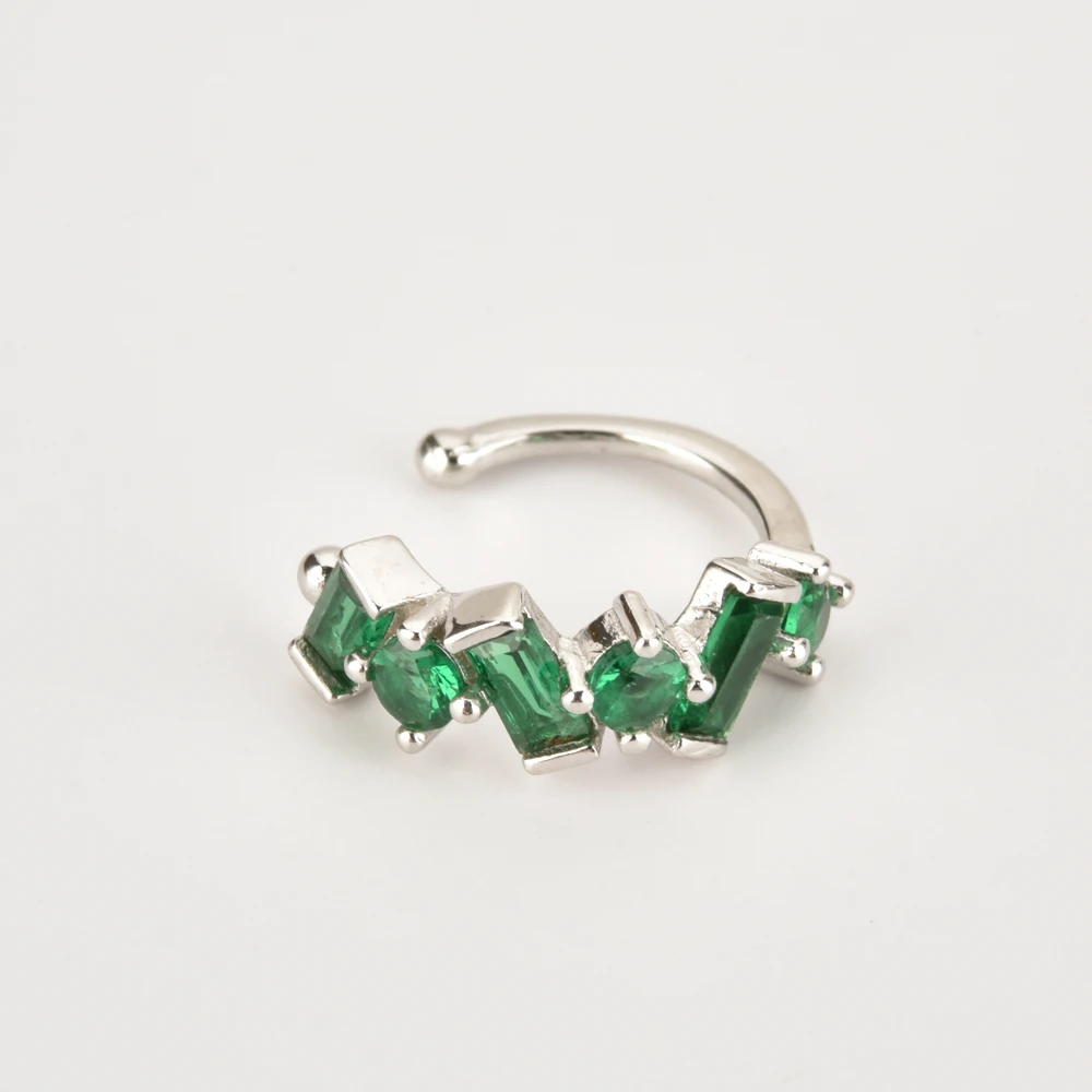 Dainty Baguette & Round CZ Conch Ear Cuff Earrings