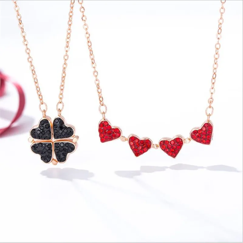 Double Sided Heart Pendant Necklace