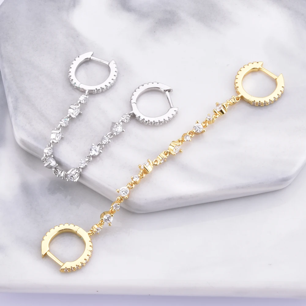 Diamond Duo Chaing Earrings