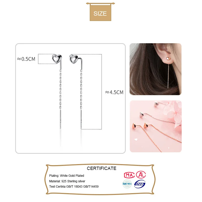 Heart Threader Earrings