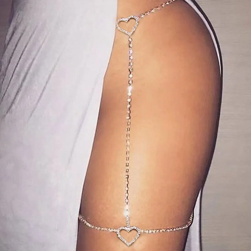 Diamond Heart Leg Thigh Chain