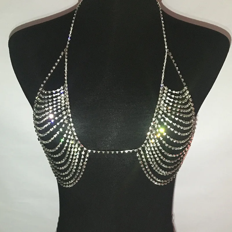 Full Rhinestone Sexy Woman Bra Chain
