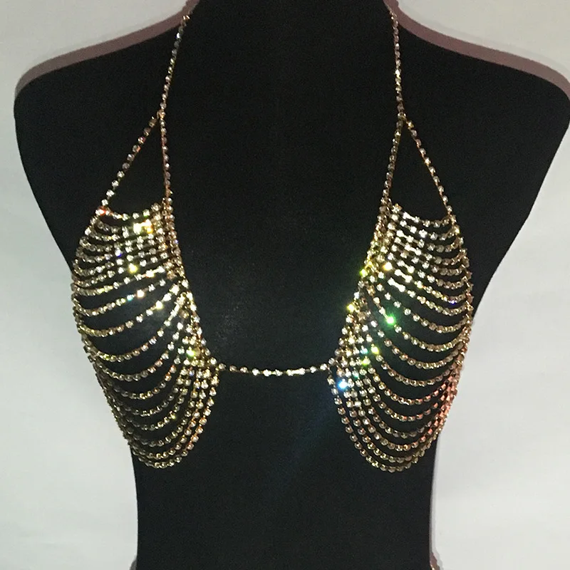 Full Rhinestone Sexy Woman Bra Chain
