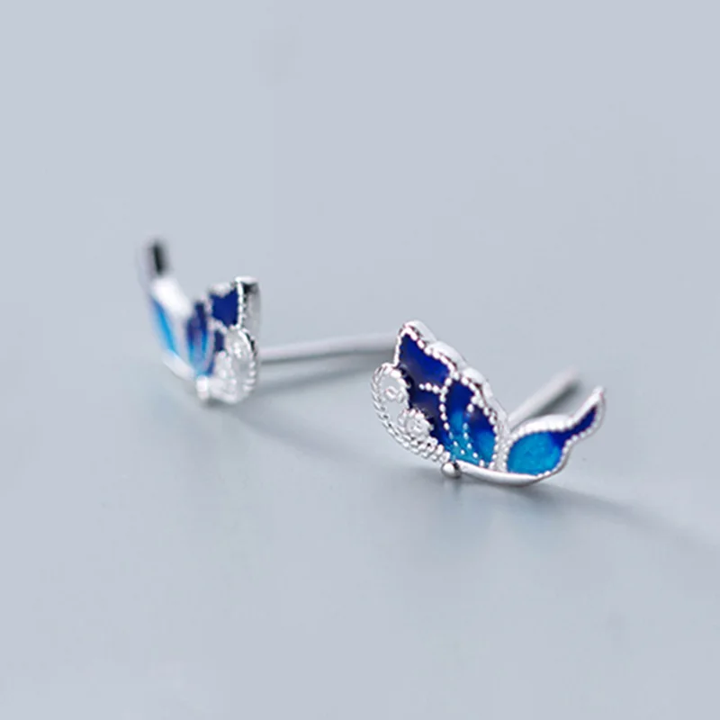 Ocen Blue Butterfly Stud Earrings