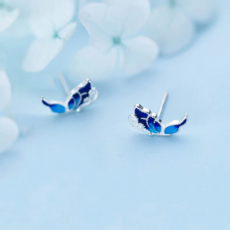 Ocen Blue Butterfly Stud Earrings
