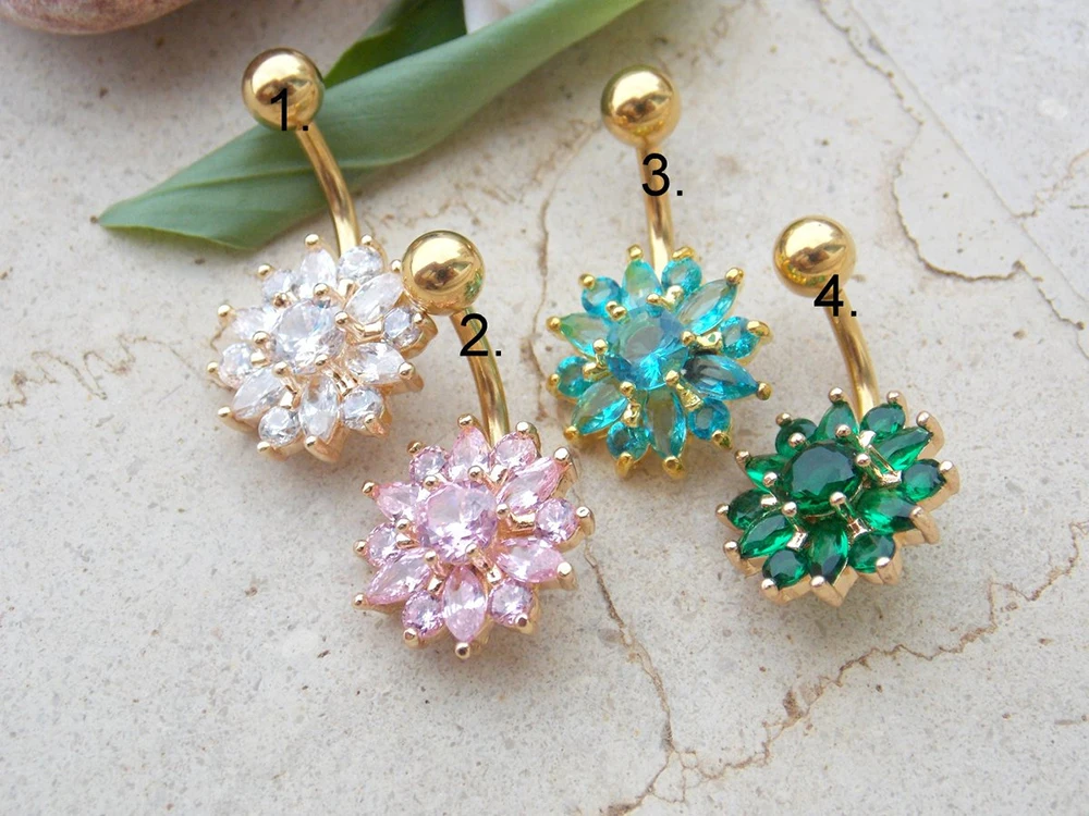 Icy Flower Belly Ring