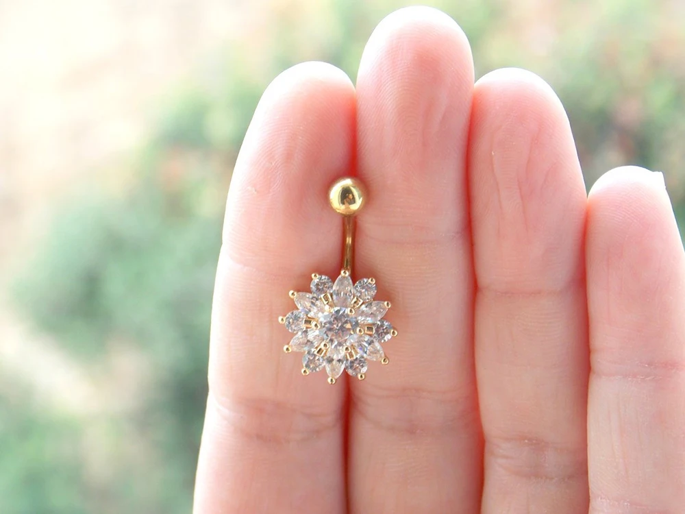 Icy Flower Belly Ring