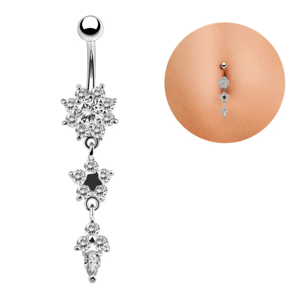 Icy Flower Belly Ring