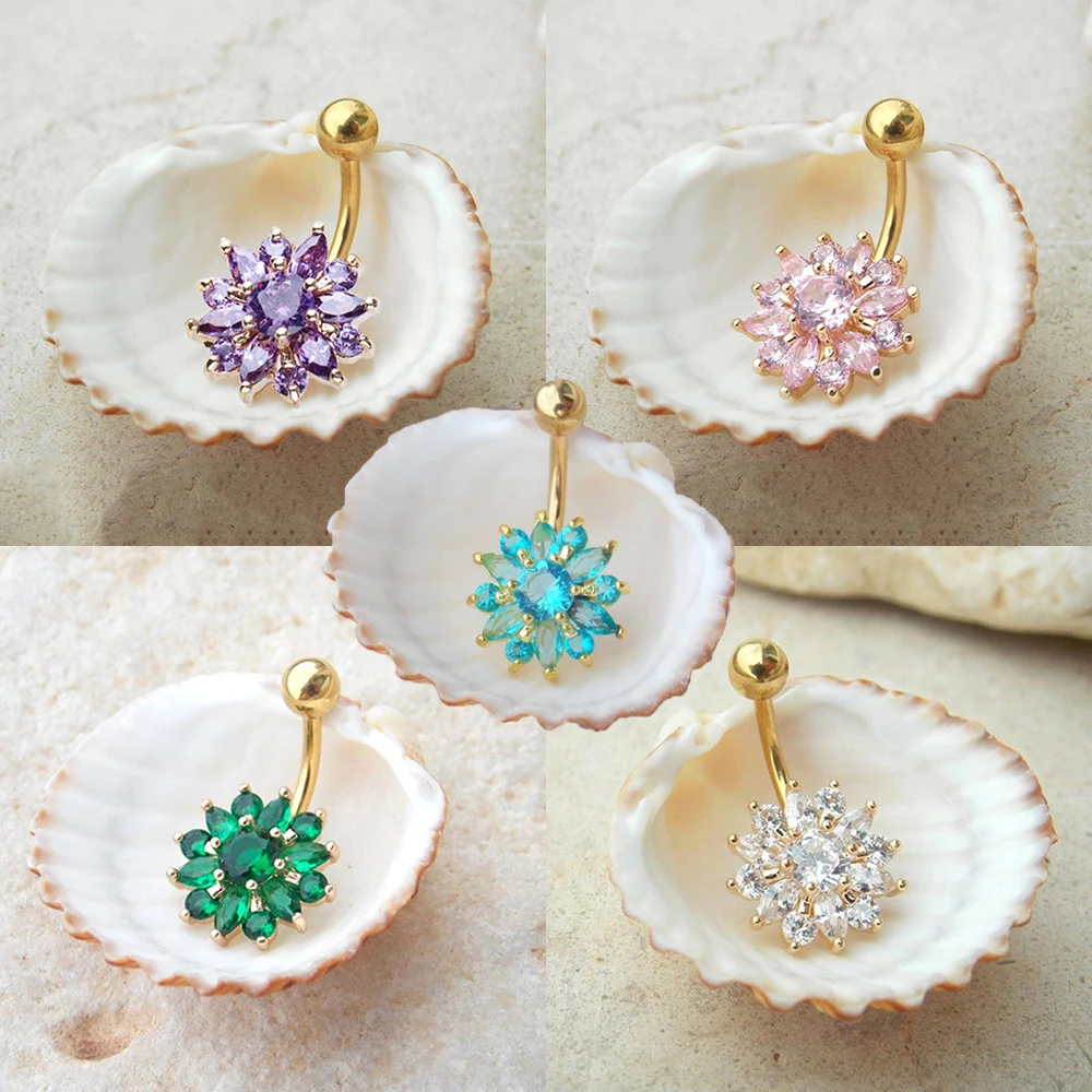 Icy Flower Belly Ring