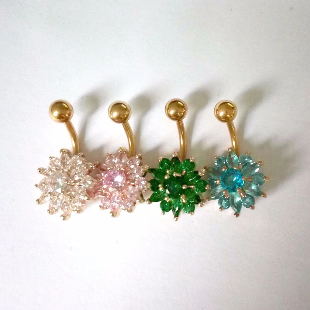 Icy Flower Belly Ring