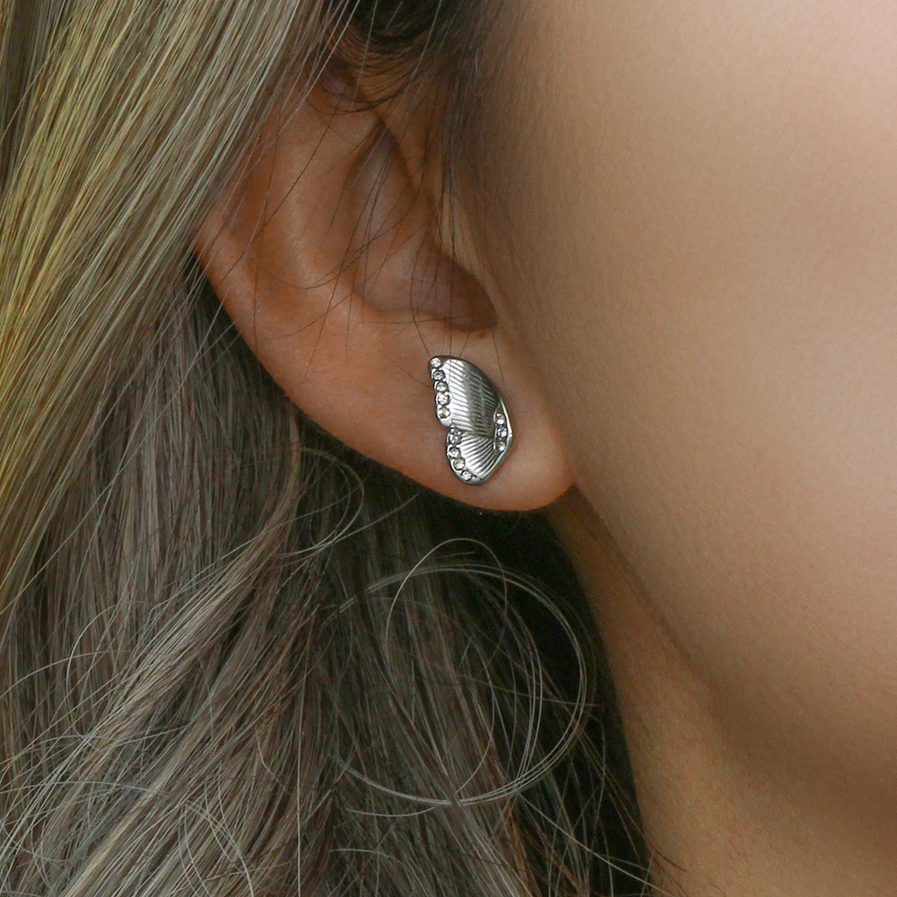 Crystal Butterfly Wing Stud Earrings