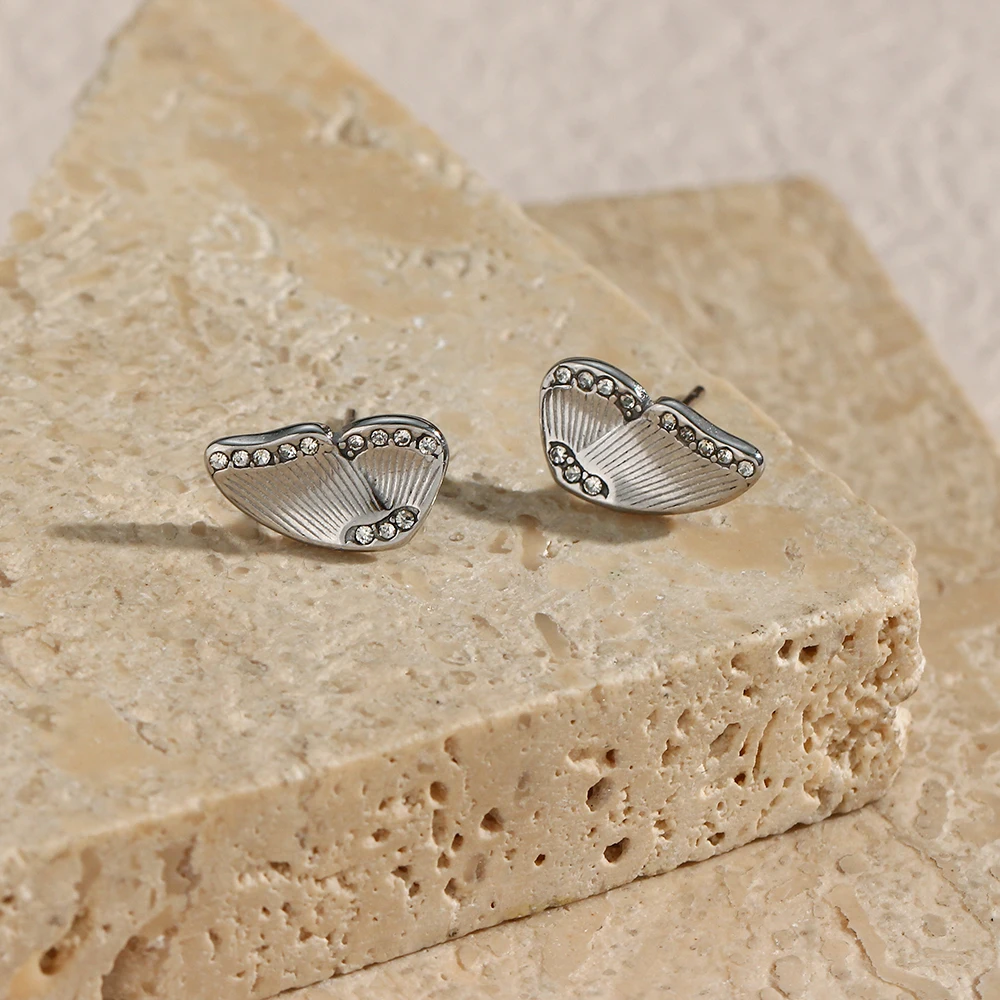 Crystal Butterfly Wing Stud Earrings