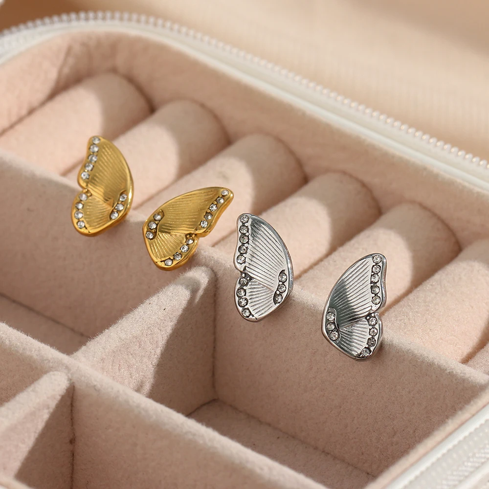 Crystal Butterfly Wing Stud Earrings
