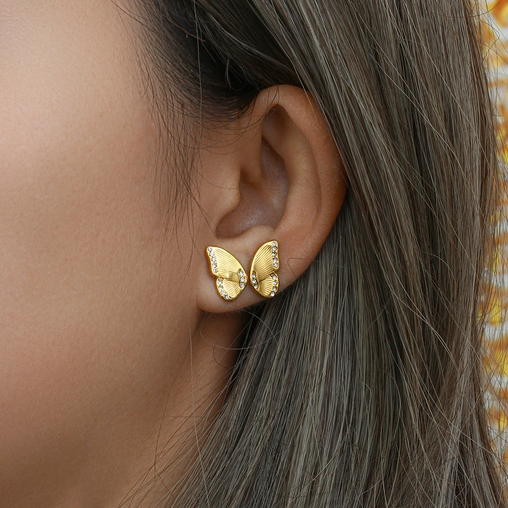 Crystal Butterfly Wing Stud Earrings