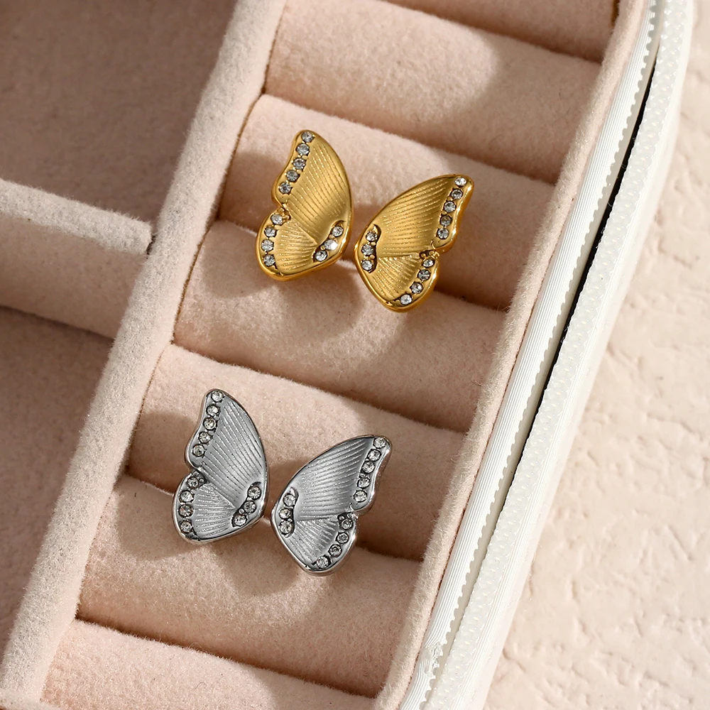 Crystal Butterfly Wing Stud Earrings