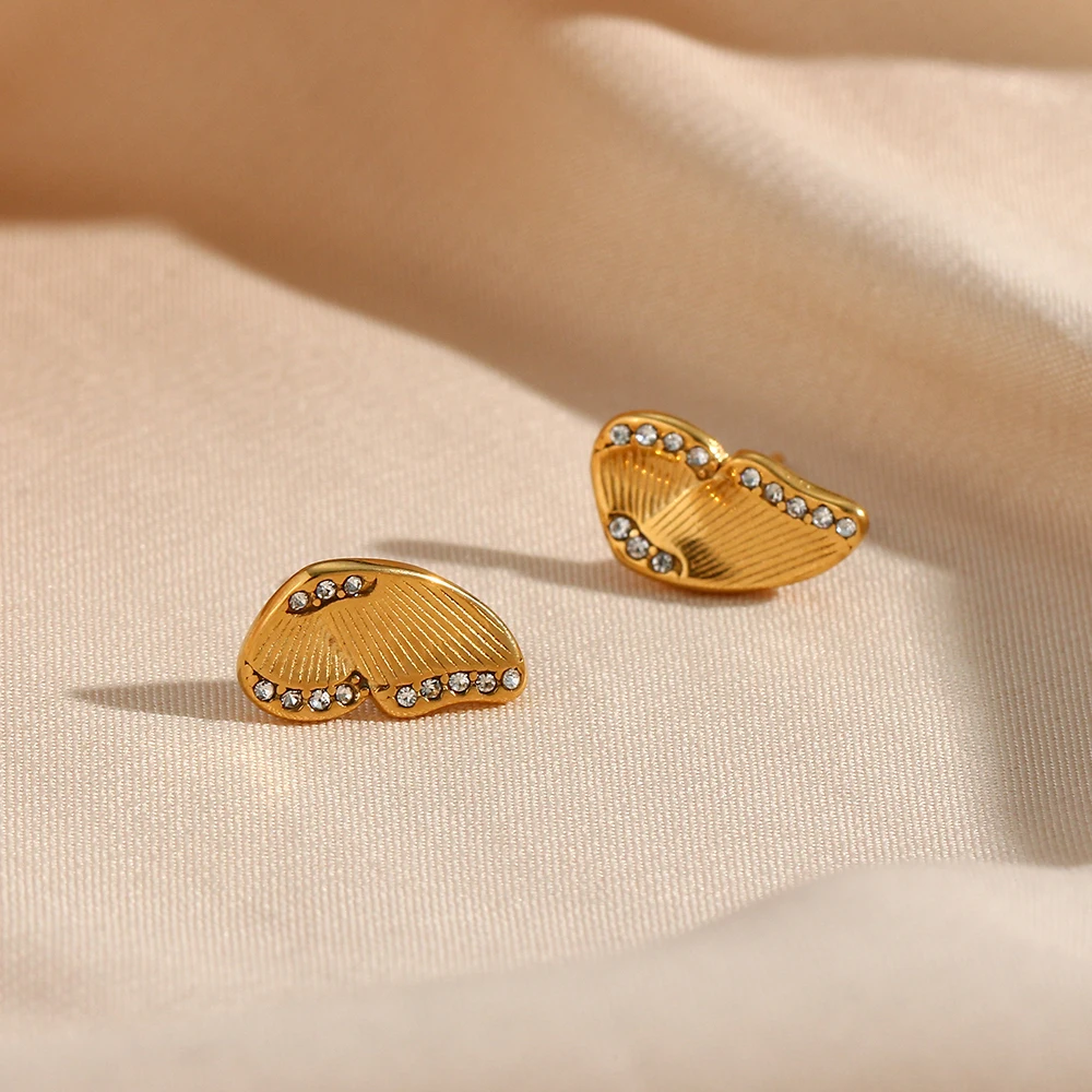 Crystal Butterfly Wing Stud Earrings