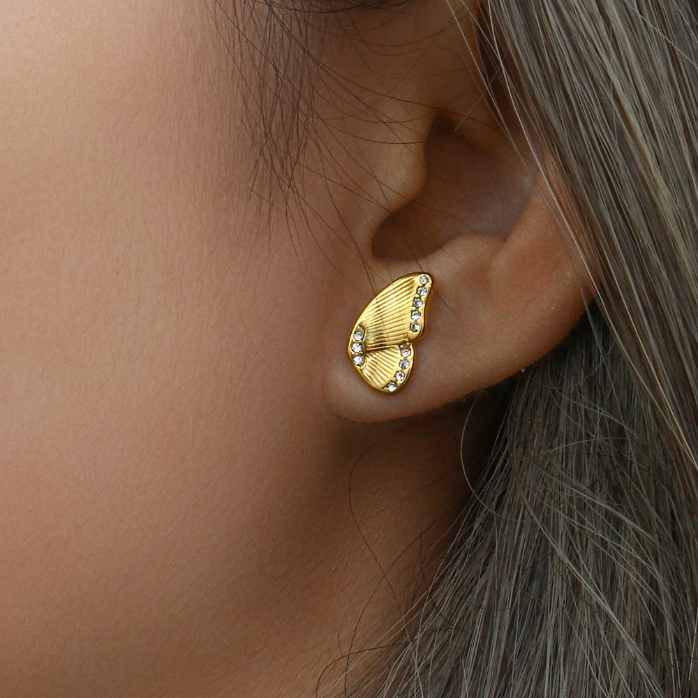 Crystal Butterfly Wing Stud Earrings