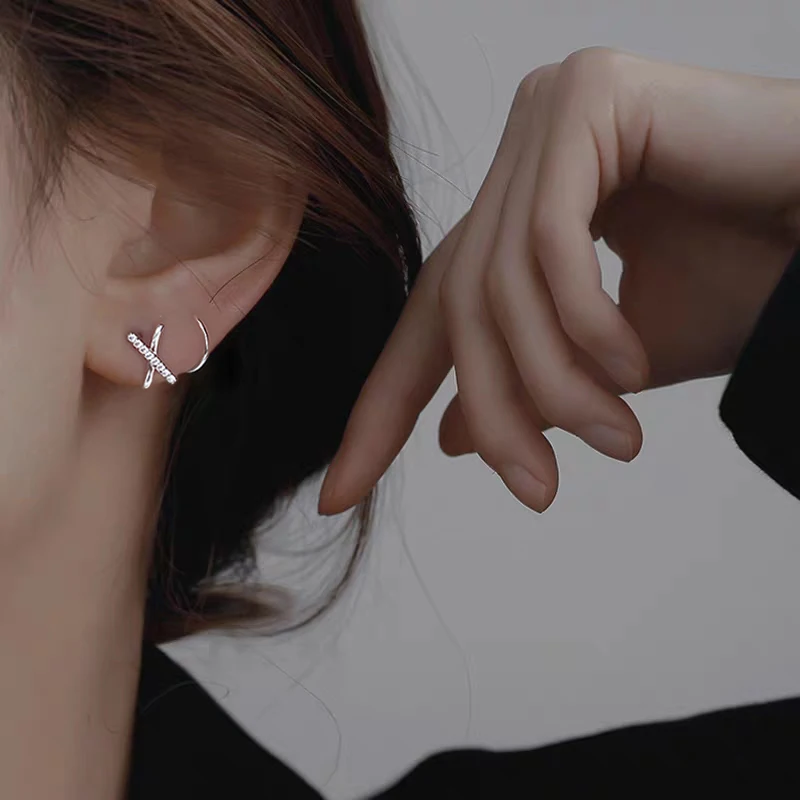 X Pave Ear Climber Earrings