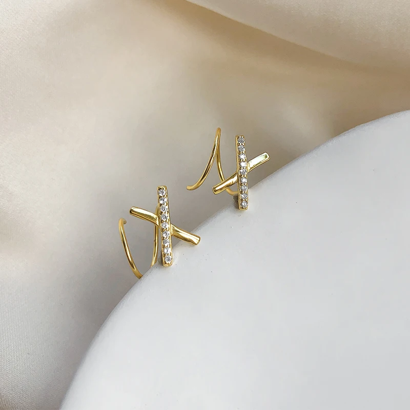 X Pave Ear Climber Earrings