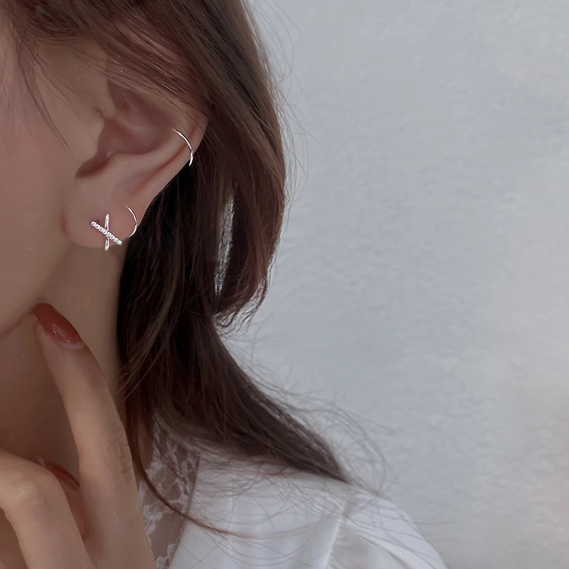 X Pave Ear Climber Earrings