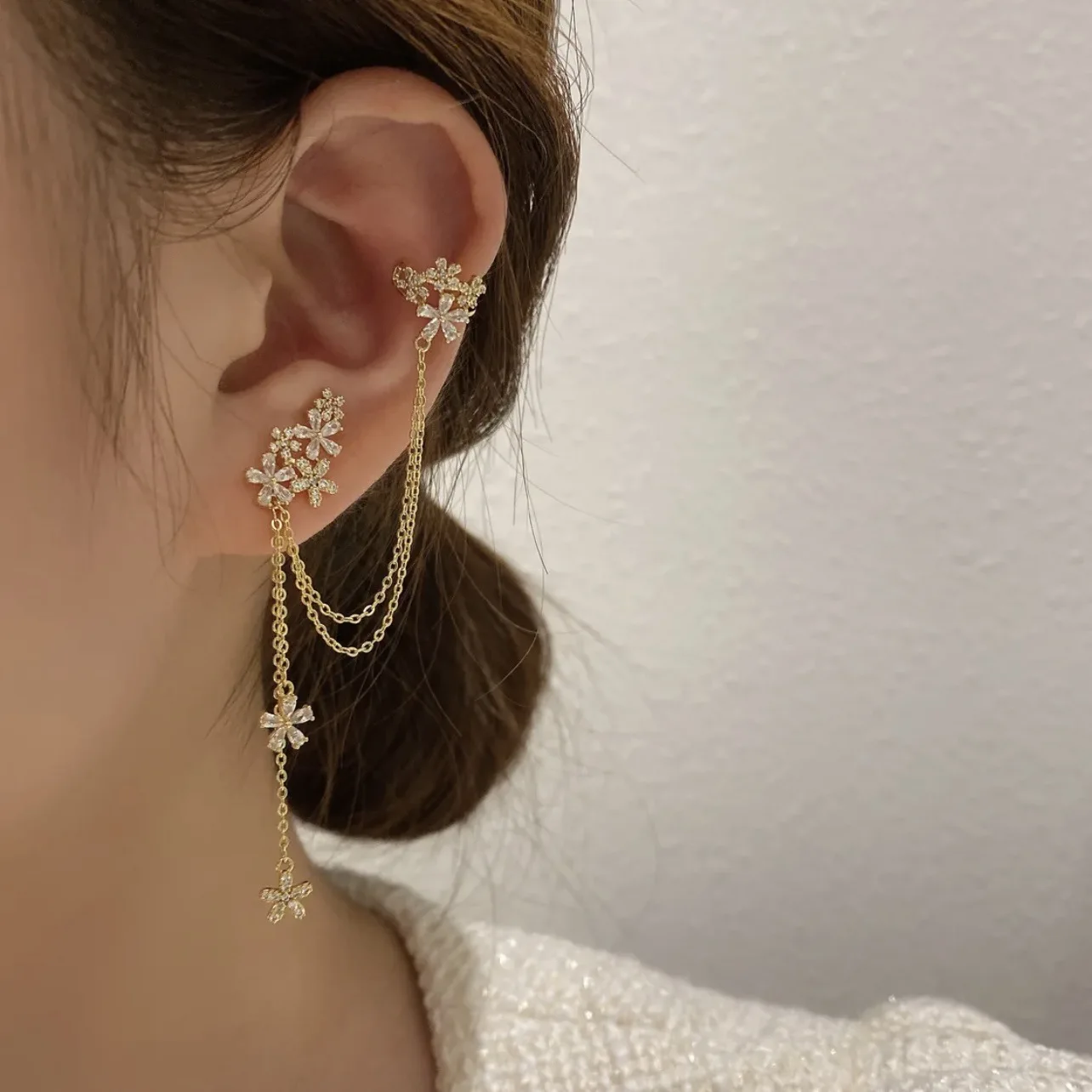 Flower Tassel Ear Cuff