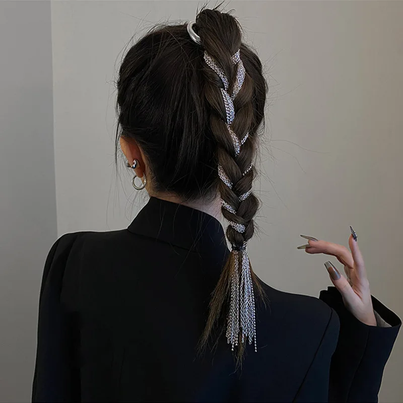 Punk Metal Chain Tassel HairPin