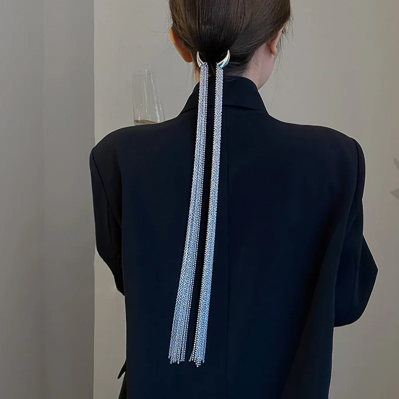 Punk Metal Chain Tassel HairPin