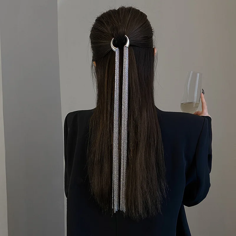 Punk Metal Chain Tassel HairPin