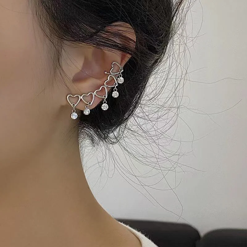 Cute Heart Crystal Ear Cuffs