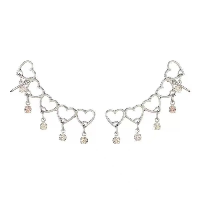 Cute Heart Crystal Ear Cuffs