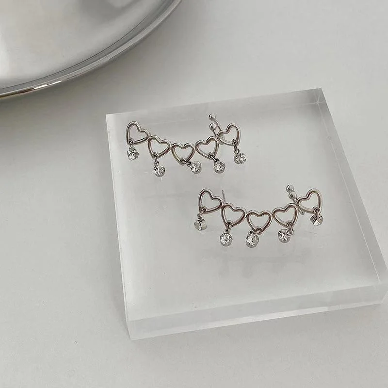 Cute Heart Crystal Ear Cuffs