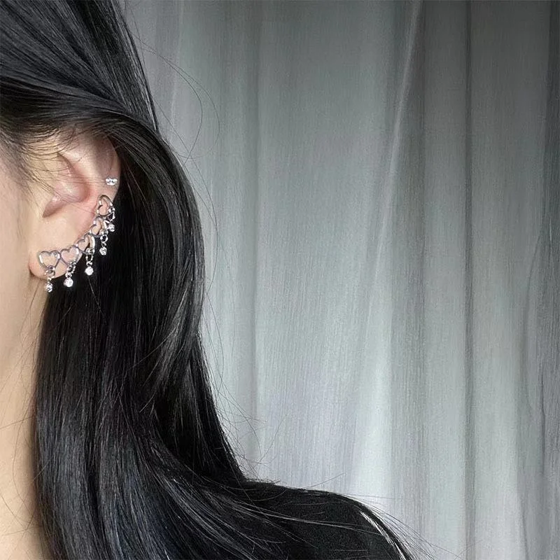 Cute Heart Crystal Ear Cuffs