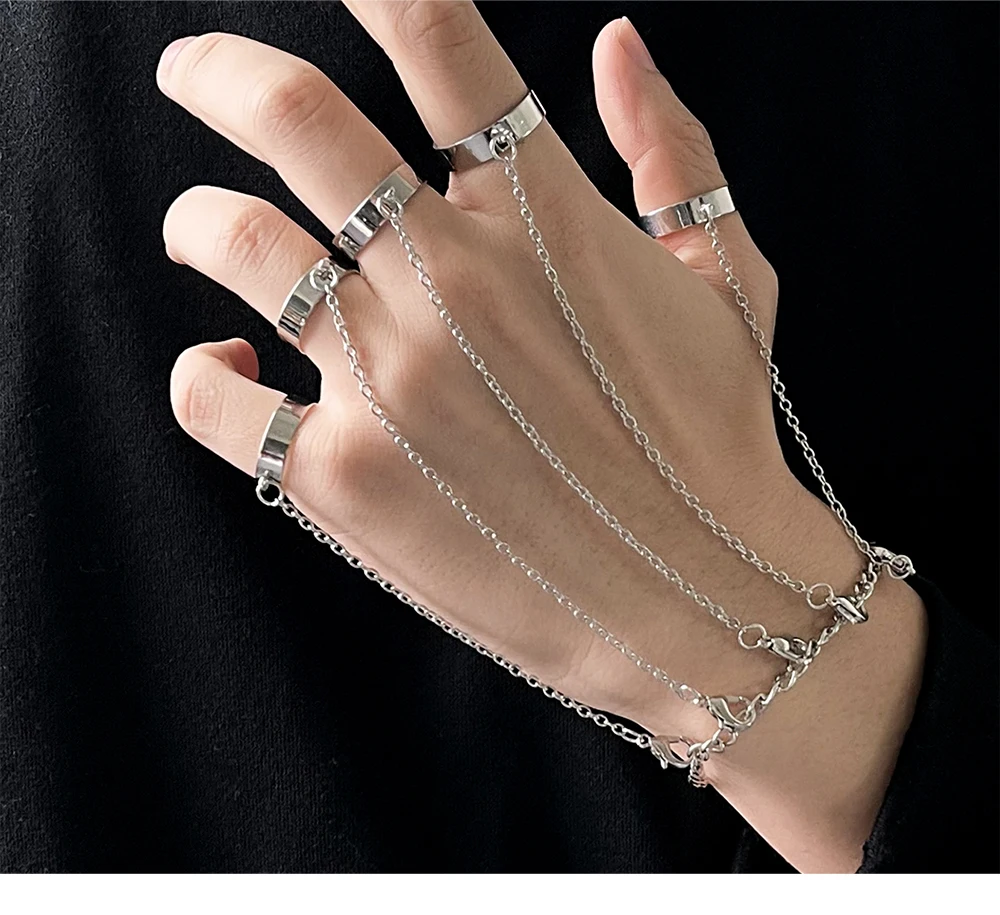 Silver Geometric Hand Chains