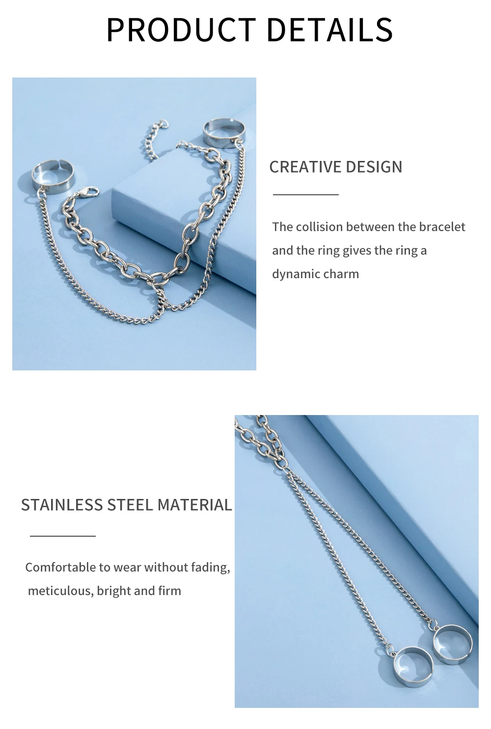 Silver Geometric Hand Chains