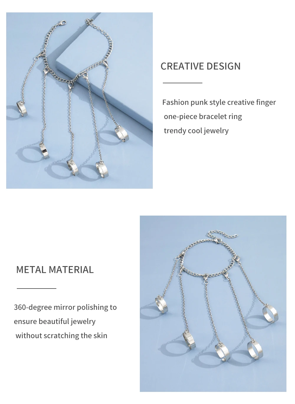 Silver Geometric Hand Chains