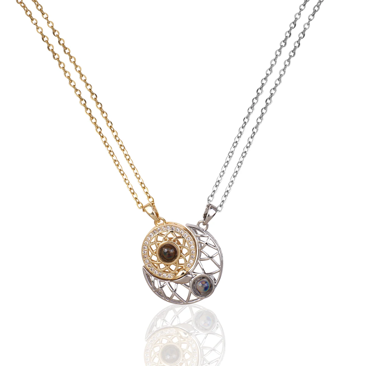 Magnetic Sun & Moon 100 Languages I Love You Projection Necklace