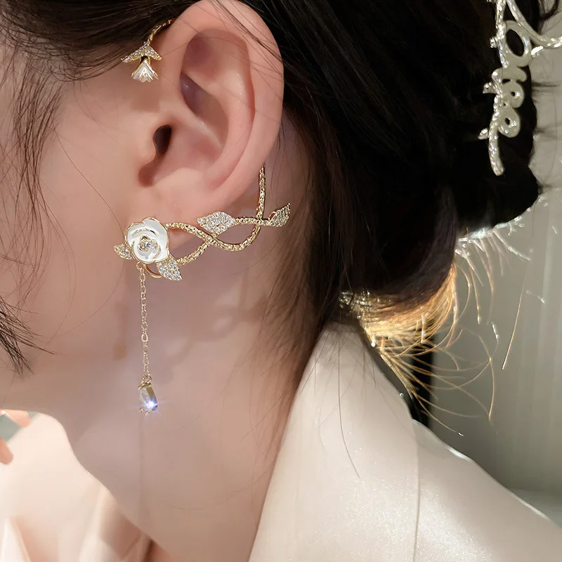 Gold Camellia Flower Ear Cuff