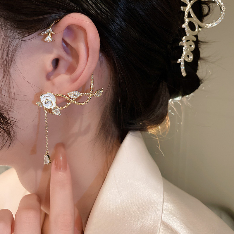 Gold Camellia Flower Ear Cuff
