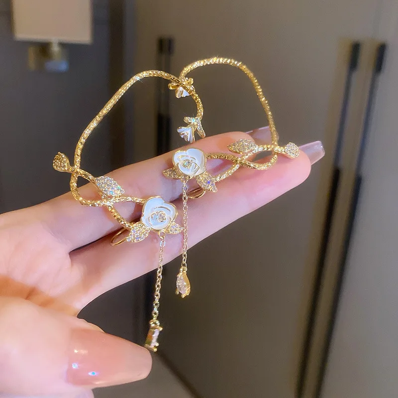 Gold Camellia Flower Ear Cuff