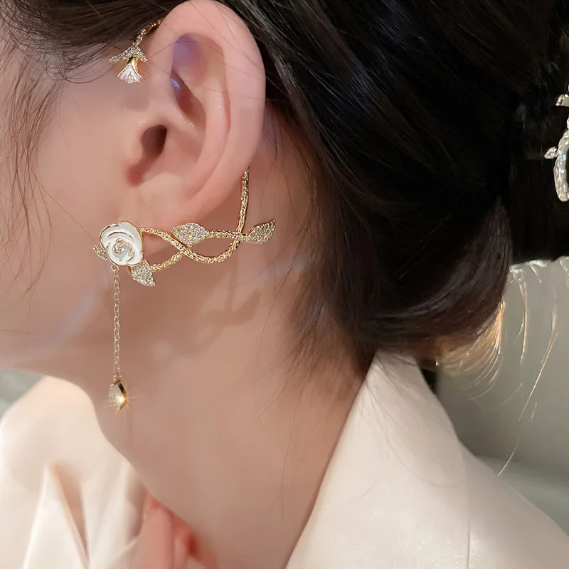 Gold Camellia Flower Ear Cuff