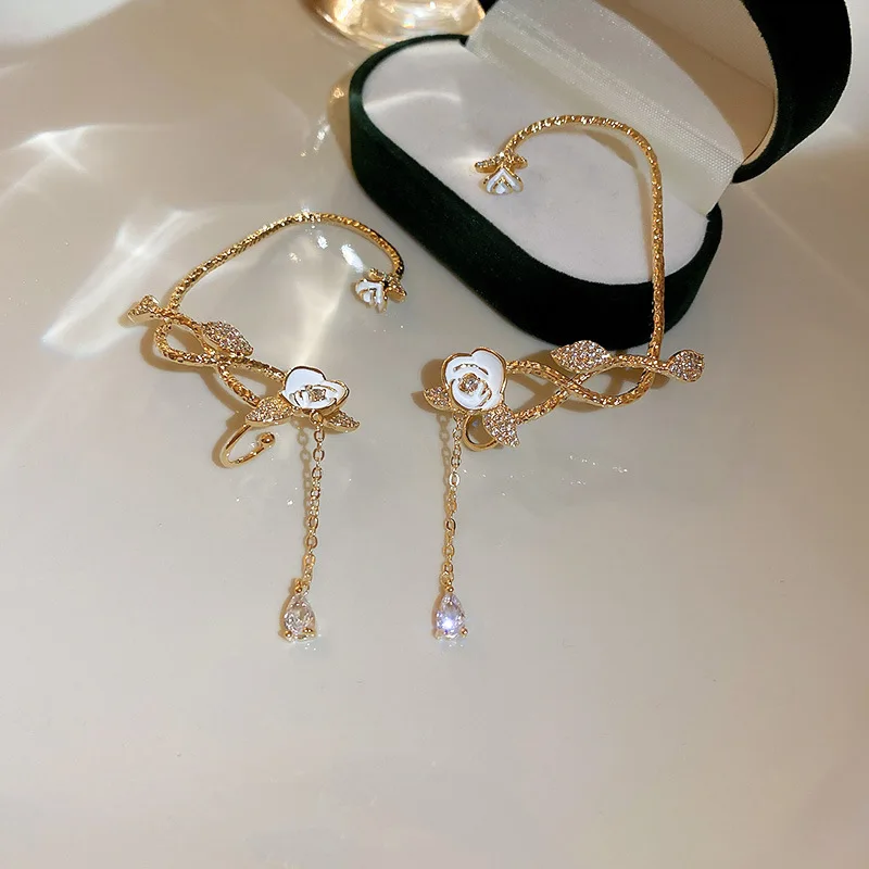 Gold Camellia Flower Ear Cuff