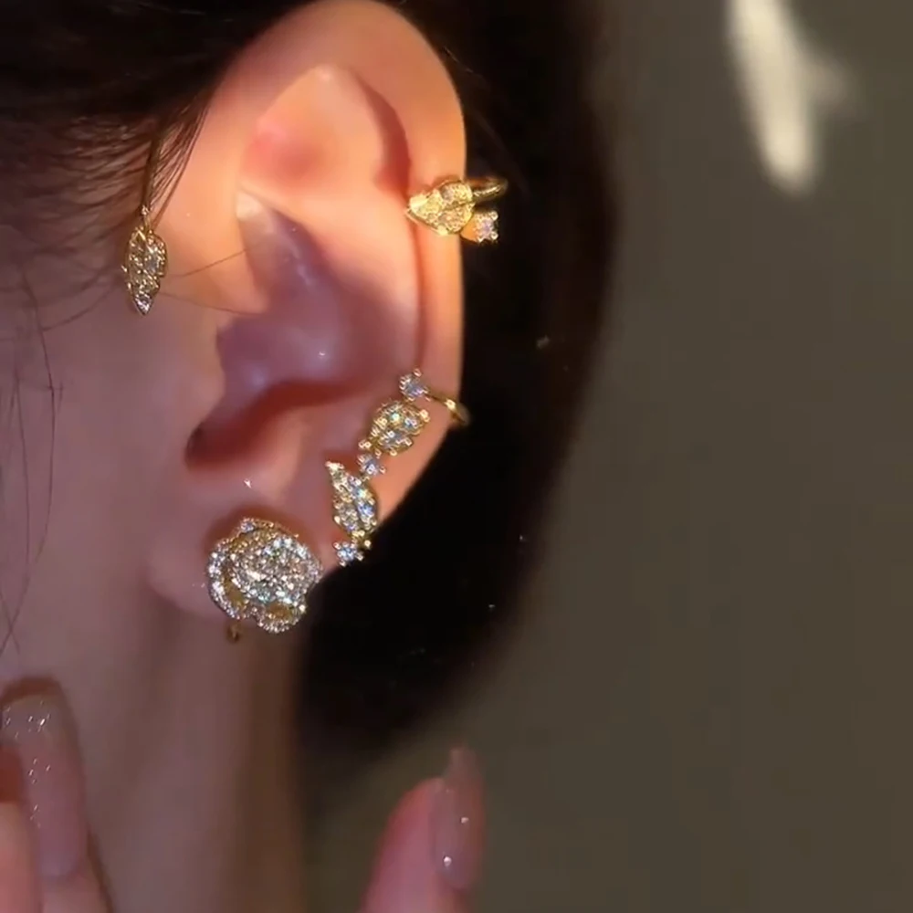 Sparkling Rose Flower Ear Cuff