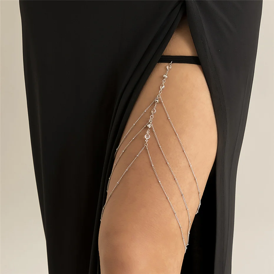 Bohemian Layered Rhinestone Inlaid Thigh Chain