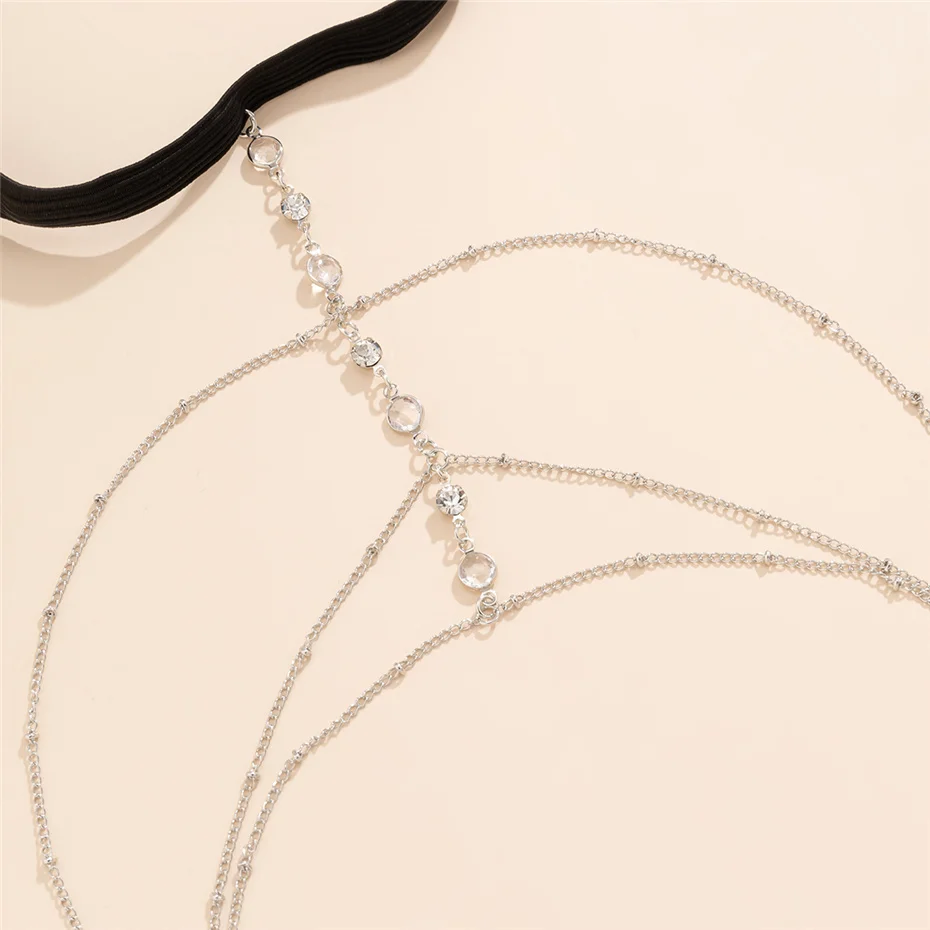 Bohemian Layered Rhinestone Inlaid Thigh Chain