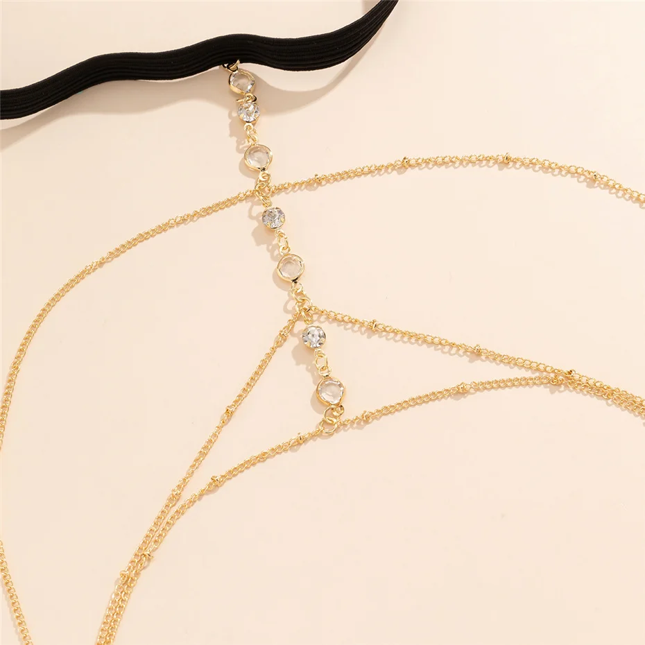 Bohemian Layered Rhinestone Inlaid Thigh Chain