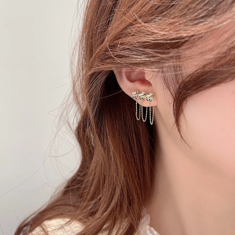 Flower Chain Fringe Earrings